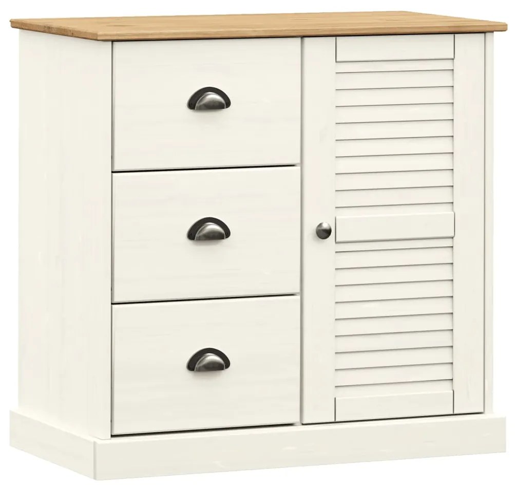 353200 vidaXL Servantă cu sertare VIGO, 78x40x75 cm, alb, lemn masiv de pin