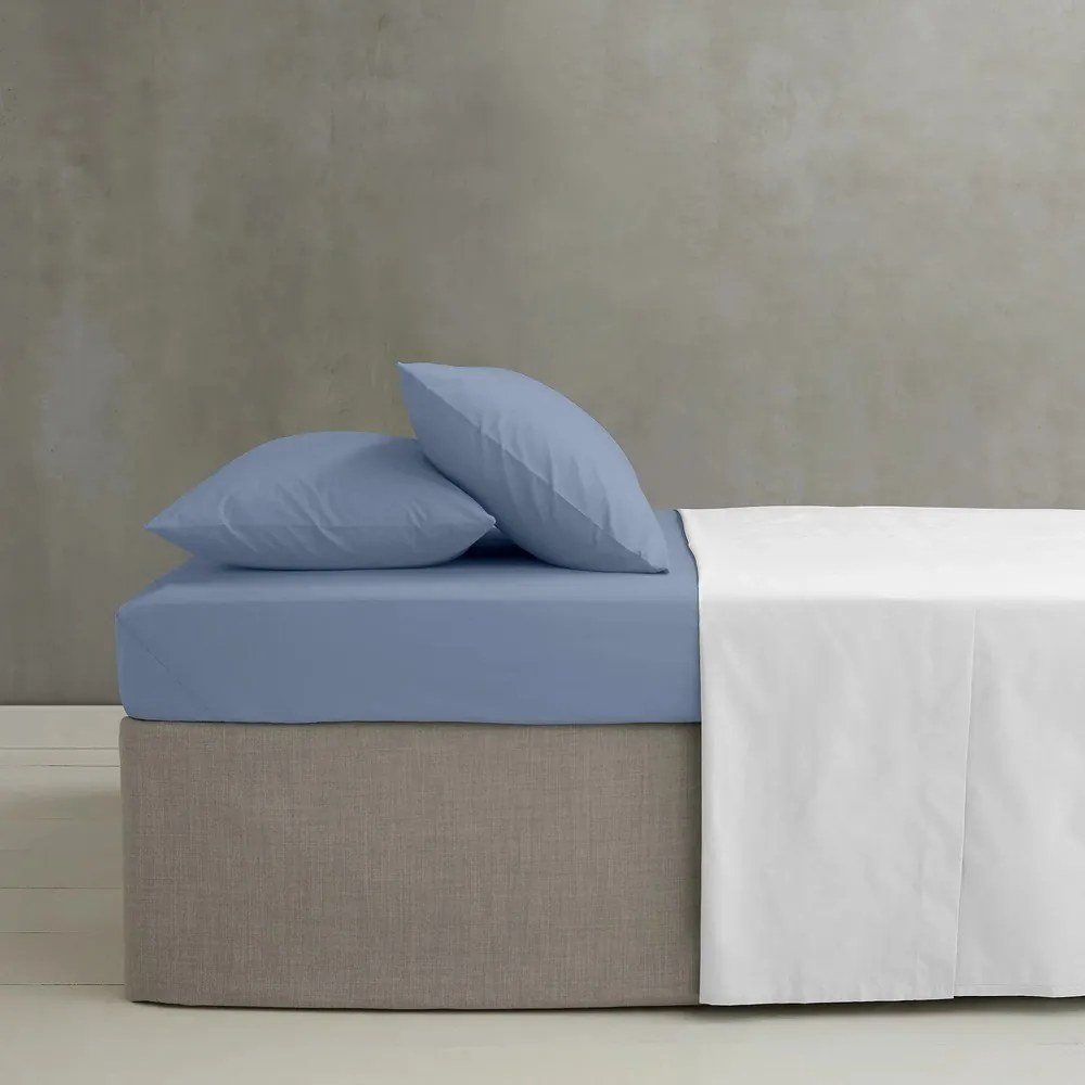 Cearceaf albastru din bumbac percale cu elastic 150x200 cm Easy Iron Percale – Catherine Lansfield
