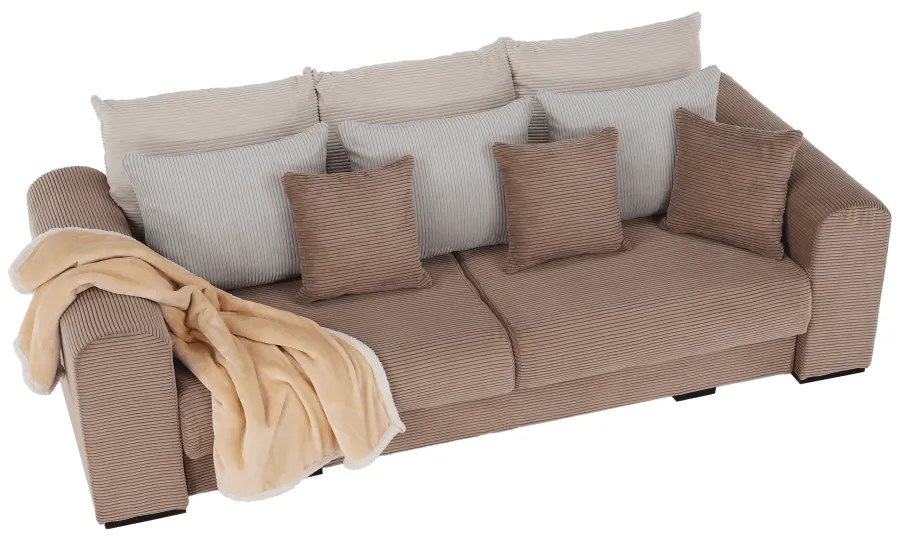 Canapea foarte spatioasa, maro deschis, bej, crem, GILEN BIG SOFA