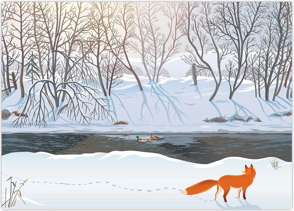 Tablou - Vulpe în peisaj de iarnă (70x50 cm)