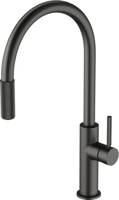 Baterie bucatarie cu dus extractibil Omnires Switch compatibila cu sistem filtrare apa finisaj grafit periat