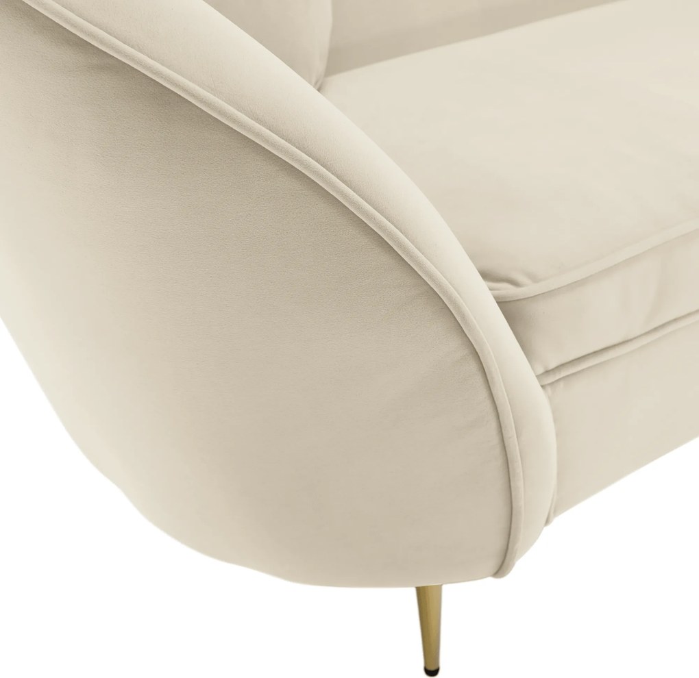 Canapea cu 3 locuri de design, ţesătură Velvet bejgold crom auriu, EZIO TYP 3