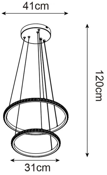 Lustră LED pe cablu Zuma Line P22082M-2R RIDE LED/22W/230V + LED/14W negru