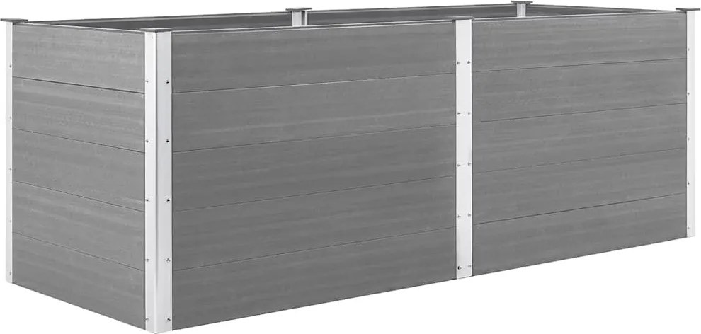 vidaXL Strat înălțat de grădină, gri, 250 x 100 x 91 cm, WPC