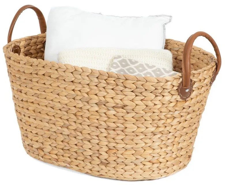 Coș de rufe în culoare naturală din iarbă-de-mare 100 l Belize – Compactor