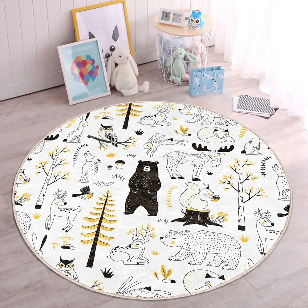 Covor pentru copii galben/alb ø 80 cm Comfort – Mila Home