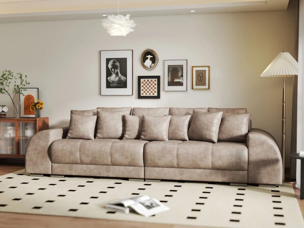 Canapea extensibilă dumonde cu 2 lăzi de depozitare si sezut confortabil din spuma high-density, Verona Tobago Silver 310x100 cm