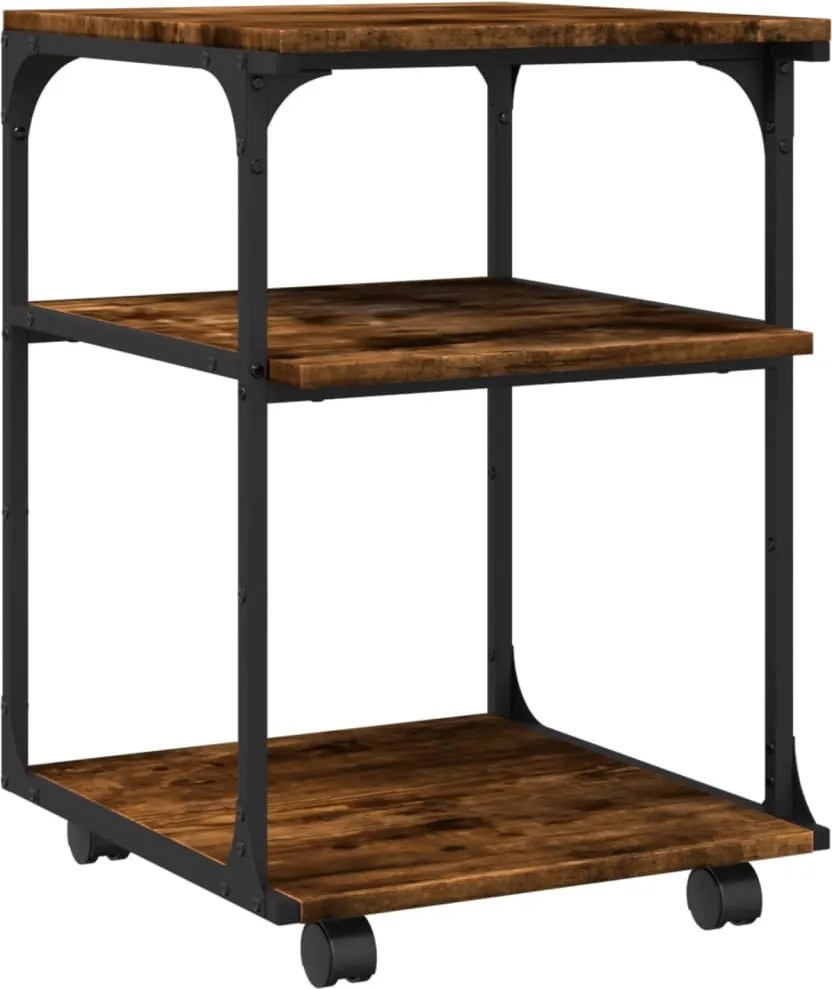 vidaXL Suport imprimantă 3 niveluri stejar fumuriu 43x48x64 cm lemn