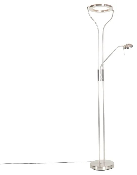Lampa de podea moderna din otel cu brat de citit, incluzand LED si dimmer - Divo