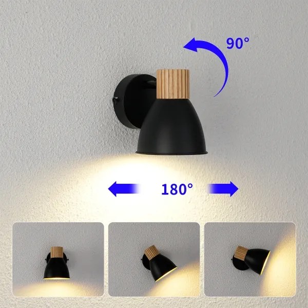 Brilagi - Aplica de perete tip spot ODENSE 1xE14/10W/230V, lemn/negru