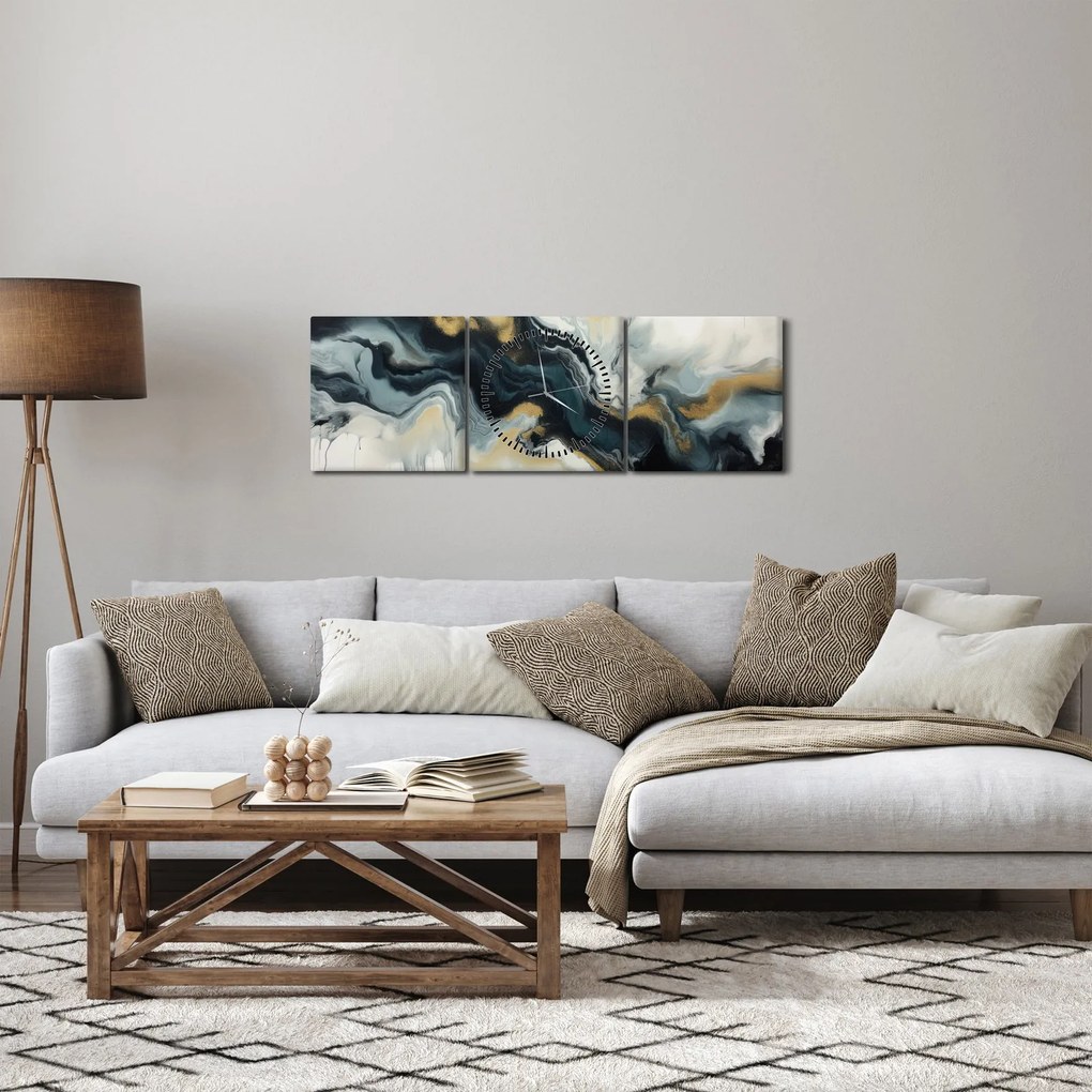 Tablou - Desen marmorat (cu ceas) (90x30 cm)