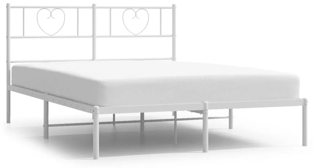 355515 vidaXL Cadru de pat metalic cu tăblie, alb, 160x200 cm