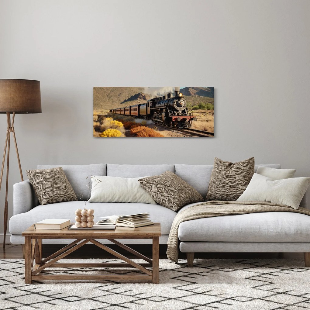 Tablou - Locomotivă cu aburi (120x50 cm)