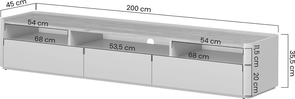 Comodă TV cu două sertare Elivo 200 cm - cașmir / stejar uleiat