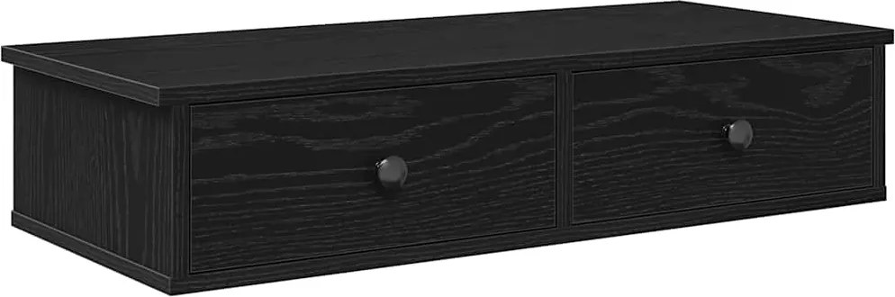 vidaXL Raft de perete cu sertare negru 80x31x17 cm lemn prelucrat