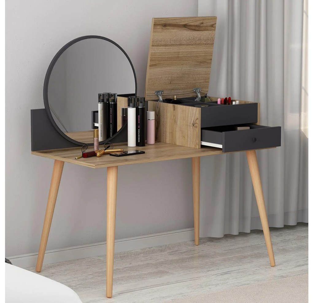 Masă de toaletă Angelio (antracit + Nuc) . 1101365