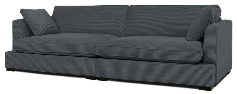 Canapea gri cu tapițerie din catifea reiată 266 cm Mobby – Scandic