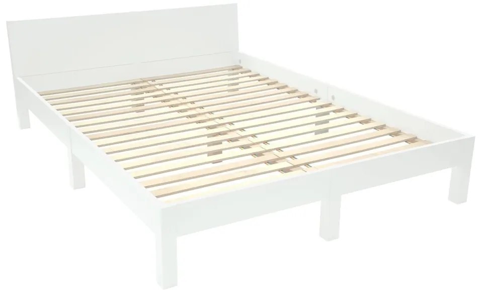 Pat matrimonial alb din lemn masiv de fag cu somieră 160x200 cm Dabi – Ragaba