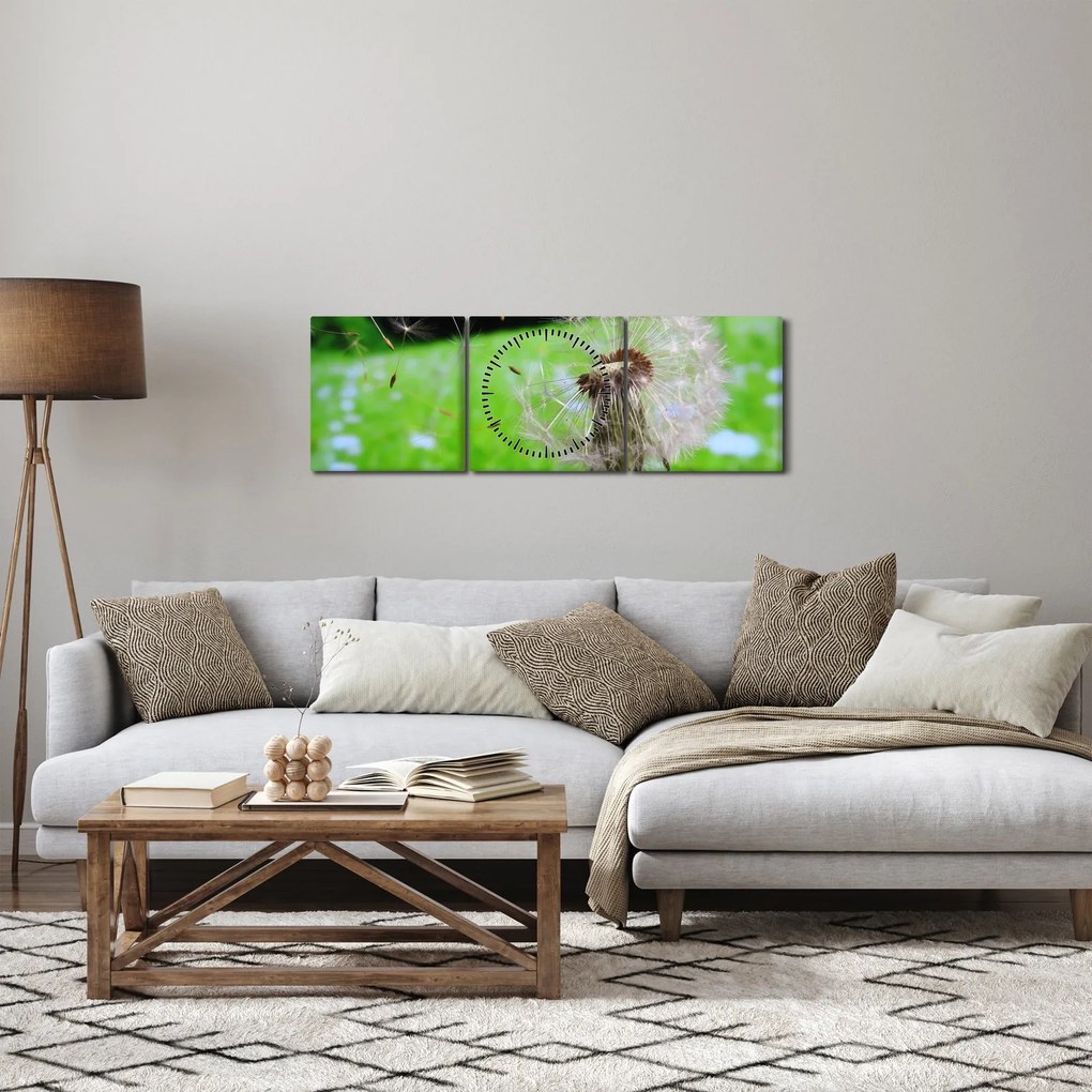 Tablou cu păpădie (cu ceas) (90x30 cm)