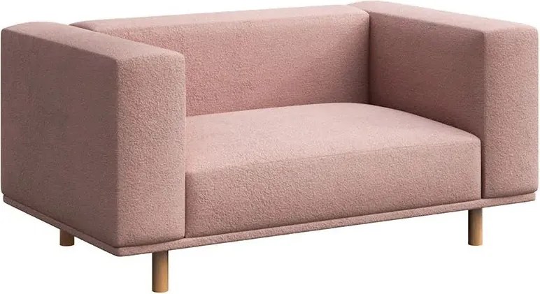 Fotoliu de relaxare roz cu tapițerie bouclé Kukumo – Ame Yens