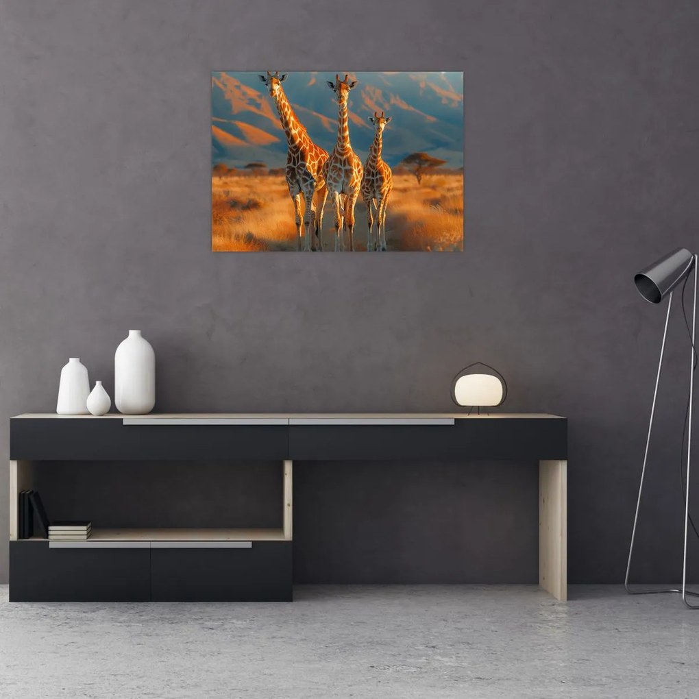 Tablou - Girafe pe pășune (70x50 cm)