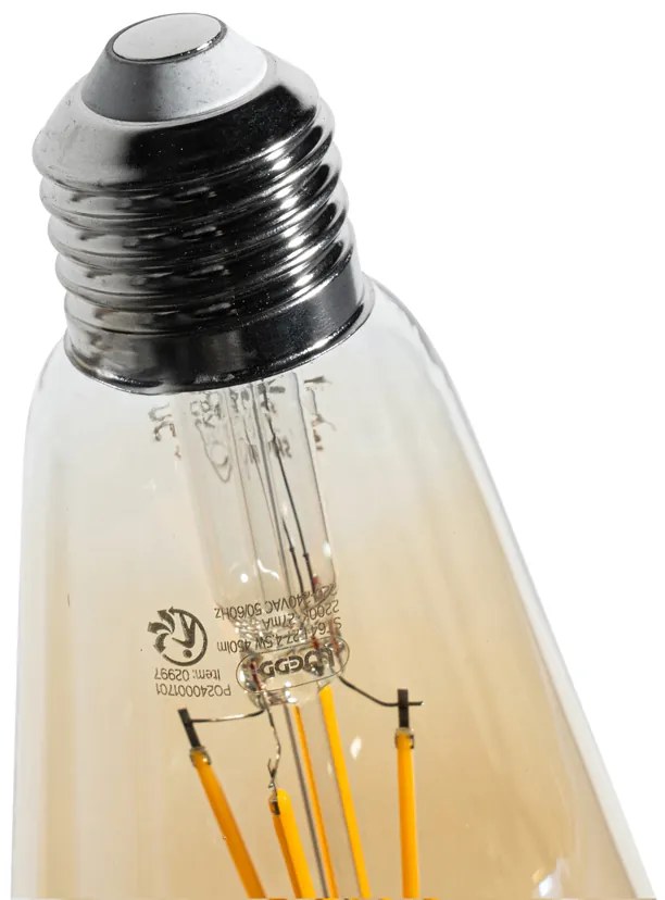 Set de 5 becuri LED cu filament E27, reglabile, ST64, aurii, 4,5 W, 450 lm, 2200 K