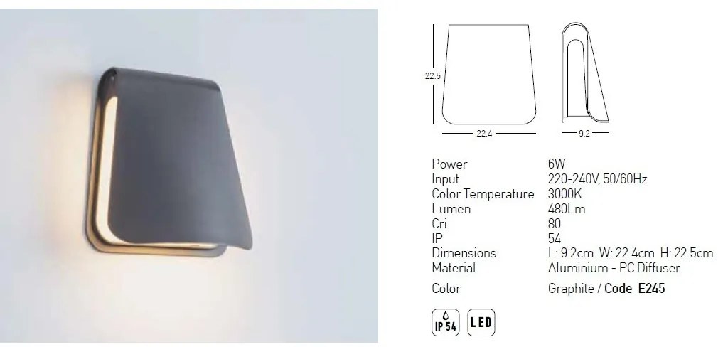 Aplica LED iluminat exterior ambiental IP54 Handy