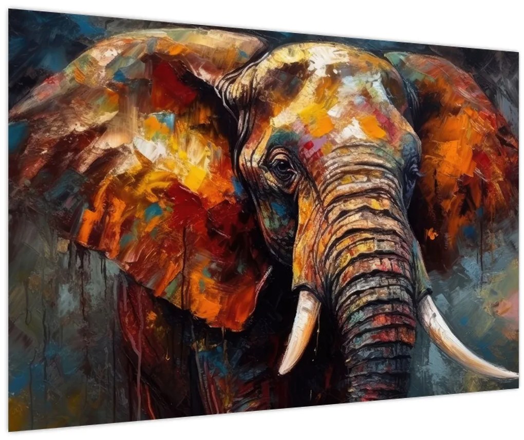 Tablou - Pictura unui elefant (90x60 cm)