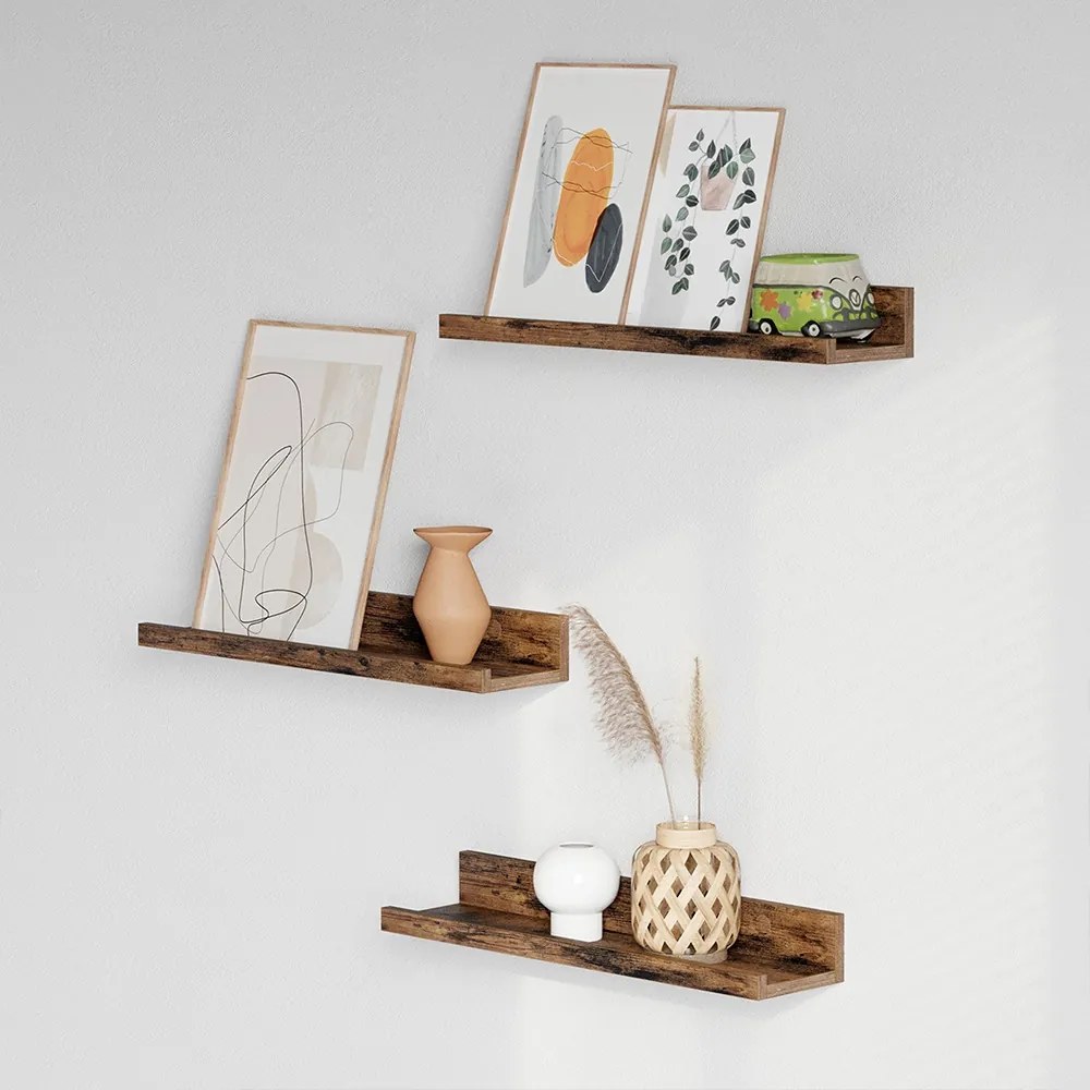 Set de 3 rafturi de perete din lemn