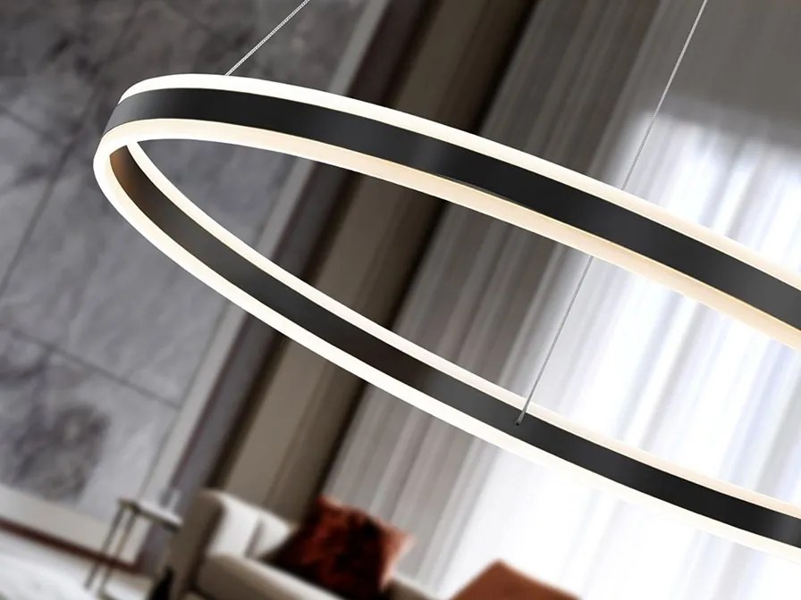 Lustra LED design modern circular 100cm Helia negru mat