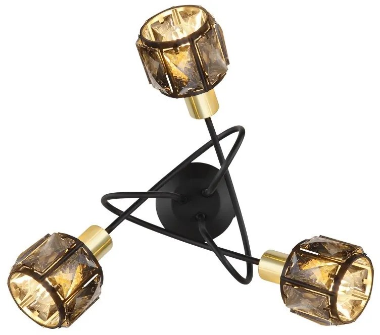 Plafoniera cu 3 spoturi design modern INDIANA auriu, negru