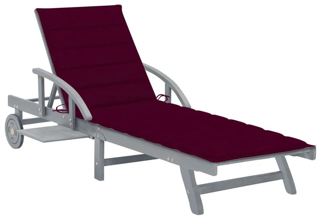 vidaXL Șezlong de grădină cu pernă, lemn masiv de acacia