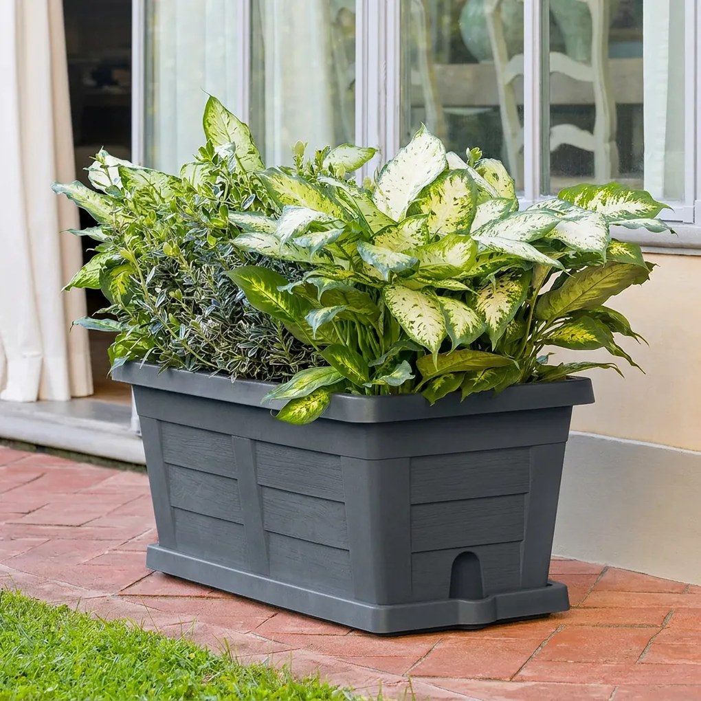 Jardinieră cu volum mare Bama Legno antracit, 60 x 30 x 25 cm, 60 cm