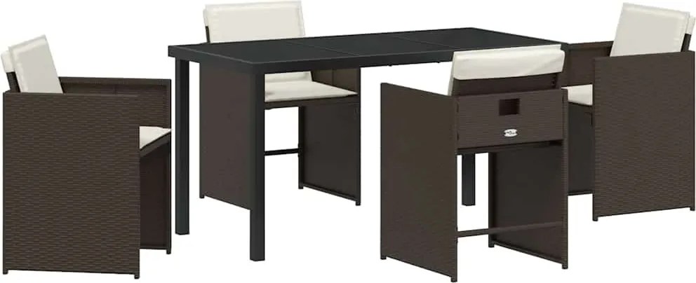 vidaXL Set de masă pentru grădină 5 pcs Maro poliratan
