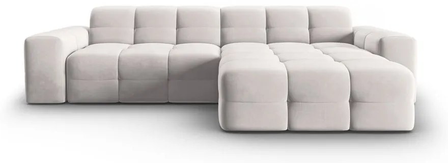 Colțar gri deschis cu tapițerie din catifea (pe partea dreaptă) Kendal – Micadoni Home