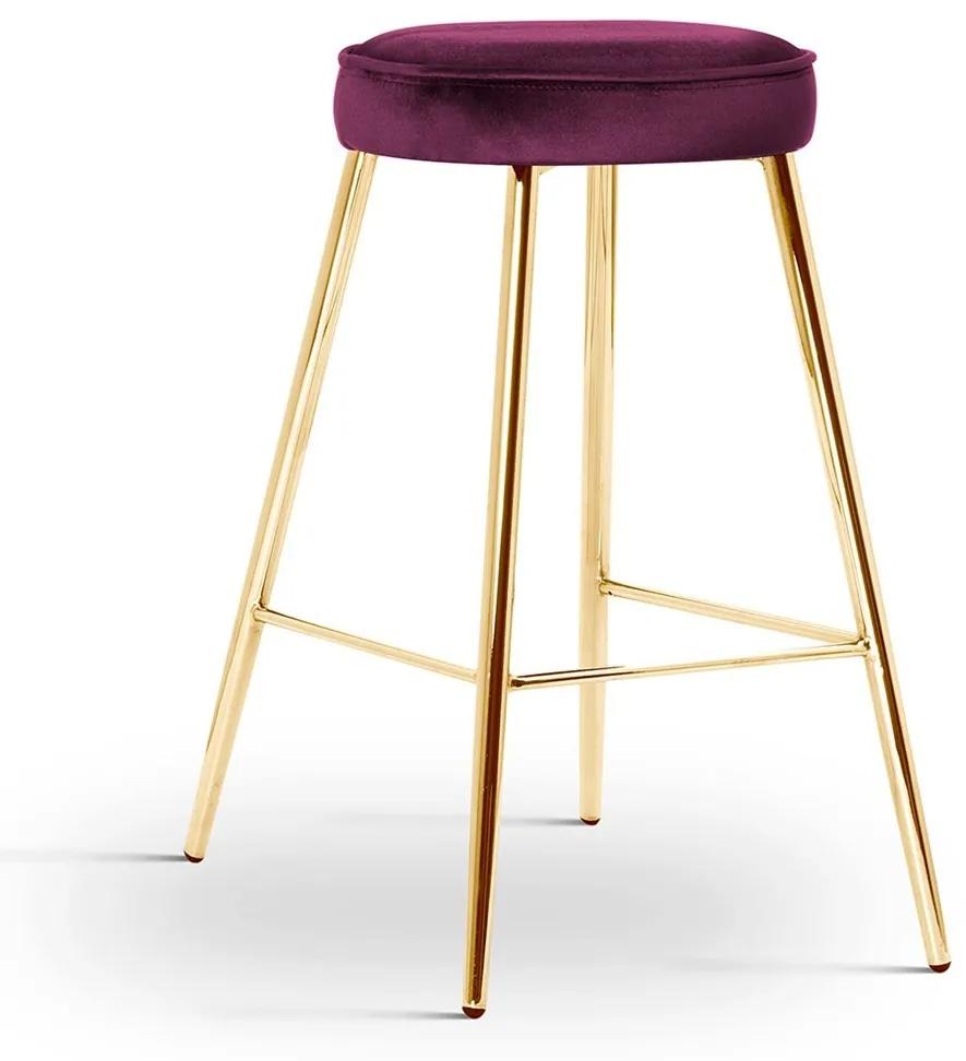 Scaun de bar Circo burgundy picioare gold - H65 cm