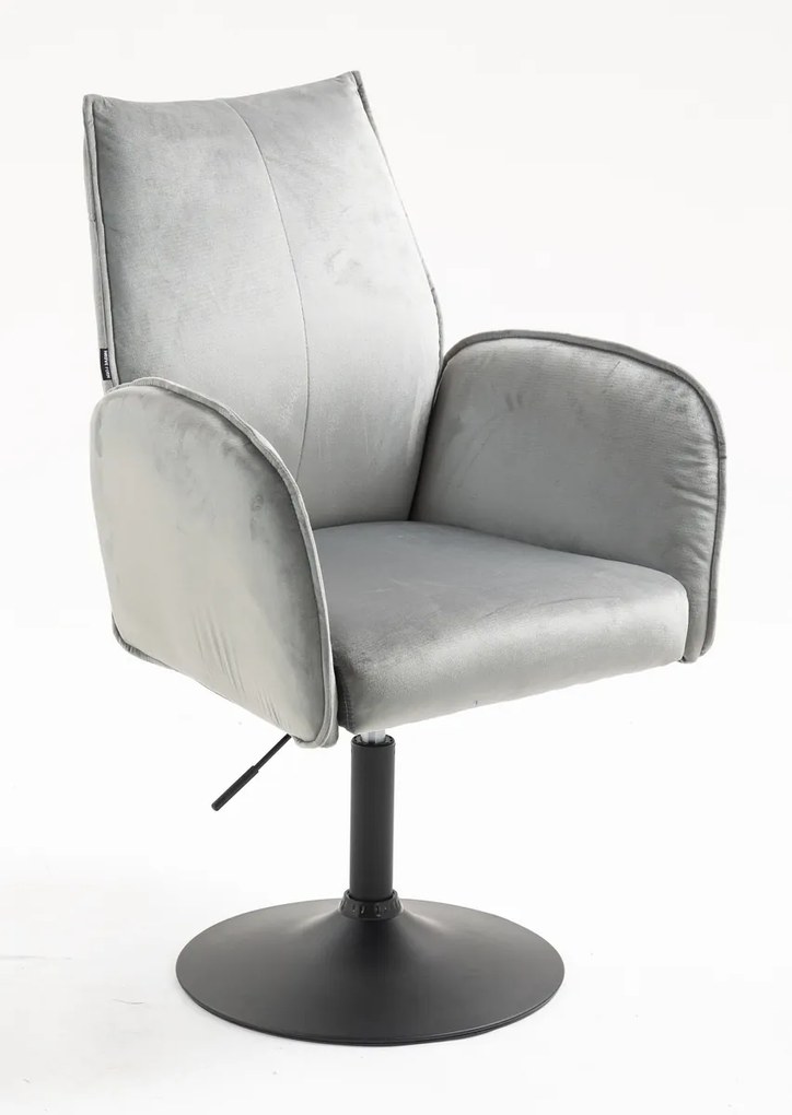 HR280N Scaun Gray din Catifea cu Bază Neagră