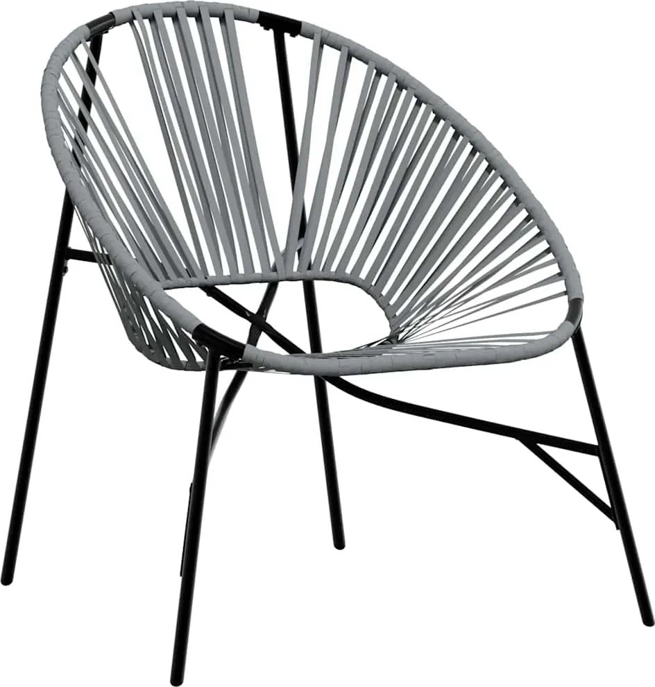 vidaXL Scaun Ou de grădină Negru și Gri deschis Poly Ratan