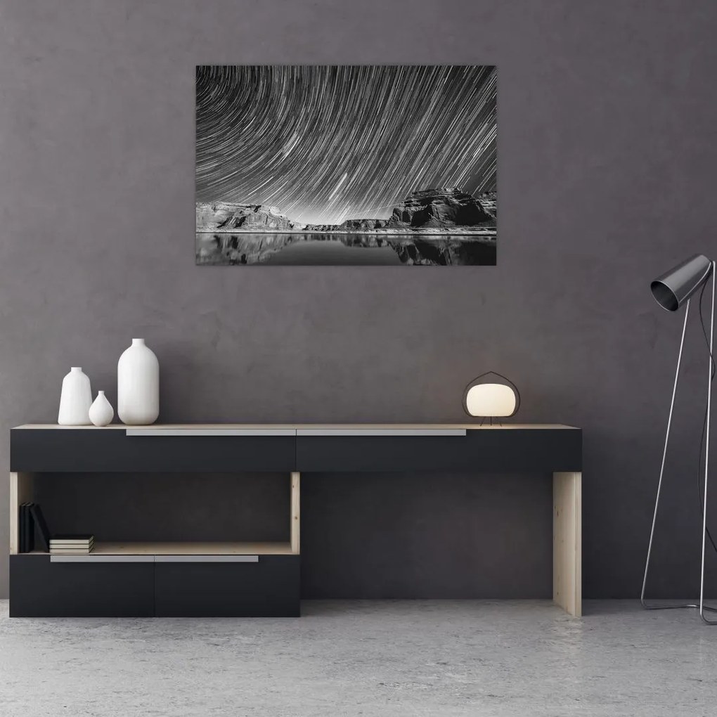 Tablou albnegru cu cerul și stele (90x60 cm)