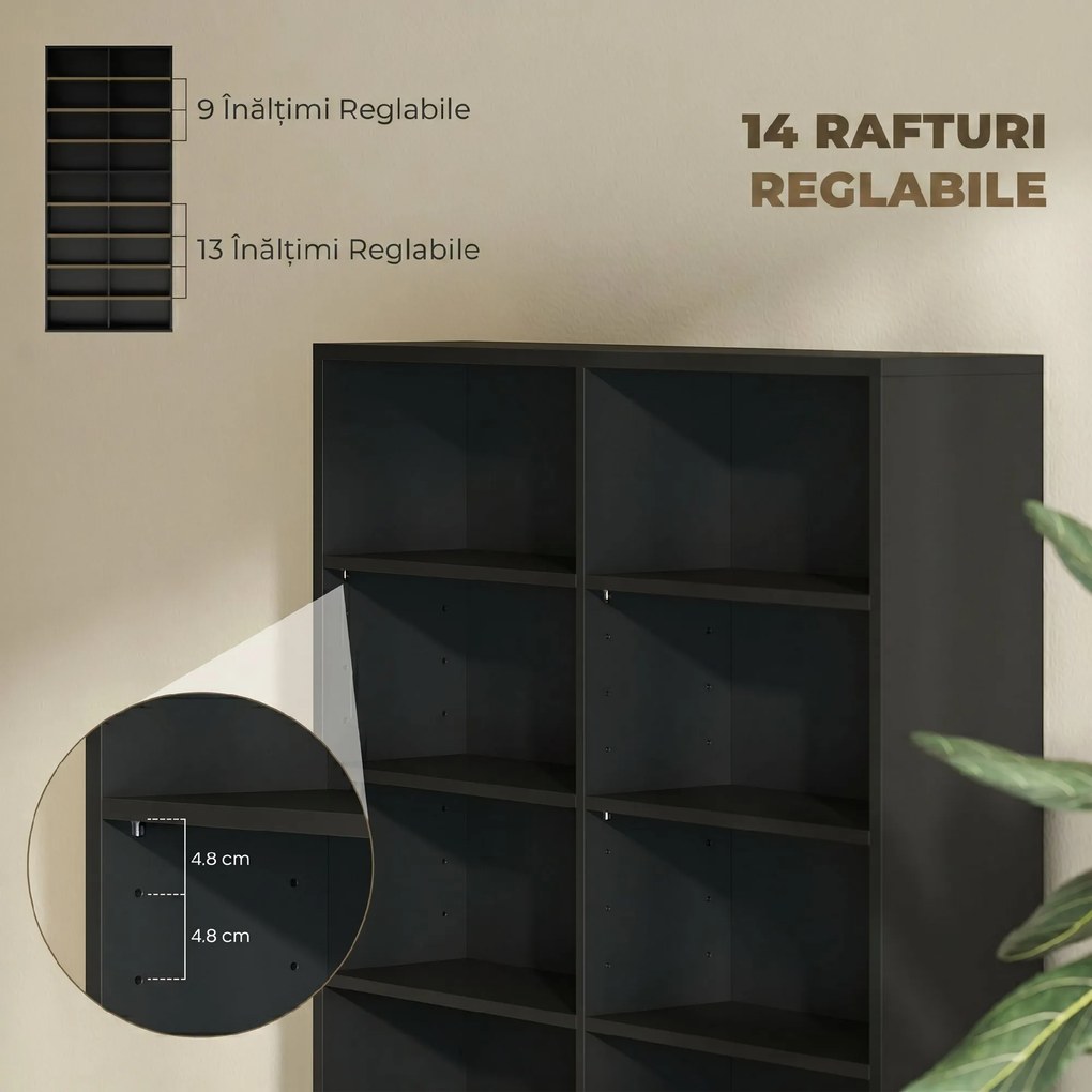 HOMCOM Raft pentru CD-uri cu 14 Rafturi Reglabile pentru 640 CD-uri/360 DVD-uri Negru | Aosom Romania
