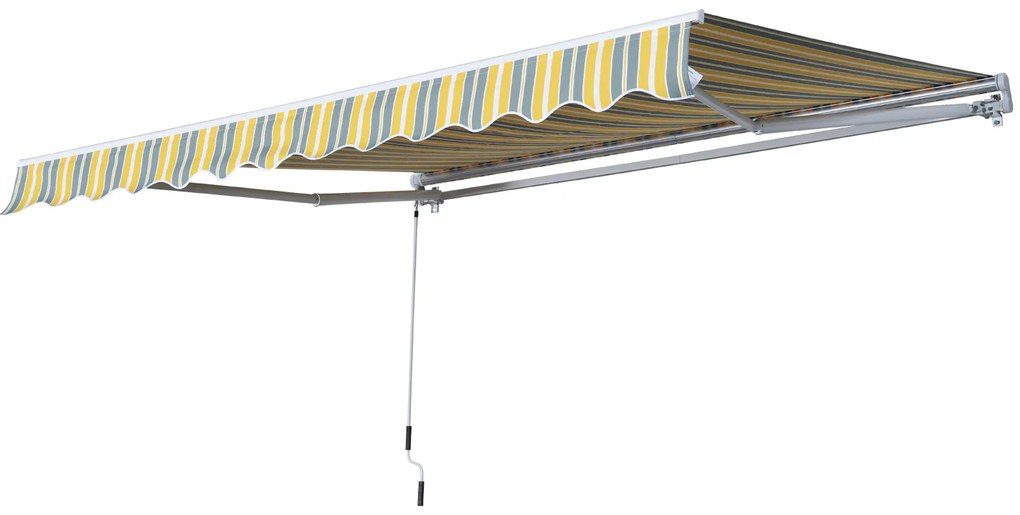Outsunny Parasolar Copertină cu Brațe Articulate Protecție Solară Manivelă Balcon Aluminiu Galben Gri 2,95 x 2,45 m | Aosom Romania