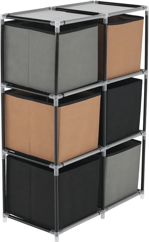 Comodă cu sertare din material textil, negru/maro/gri, CAMILO TYP 2