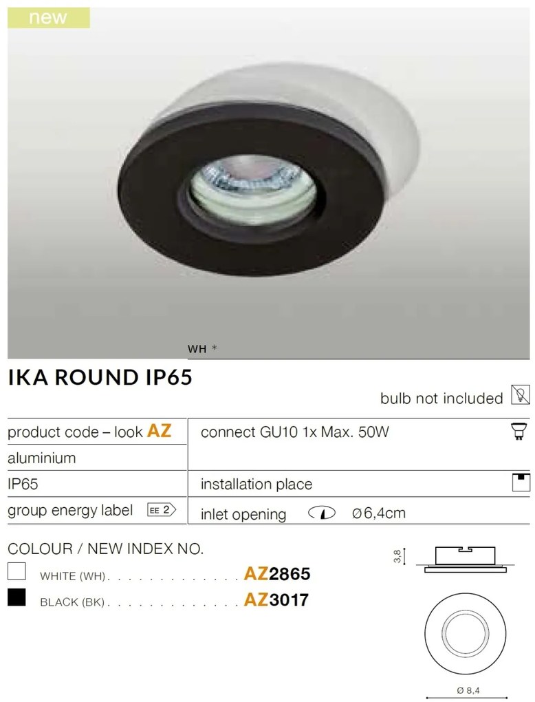 Spot de exterior incastrabil IP65 IKA ROUND alb