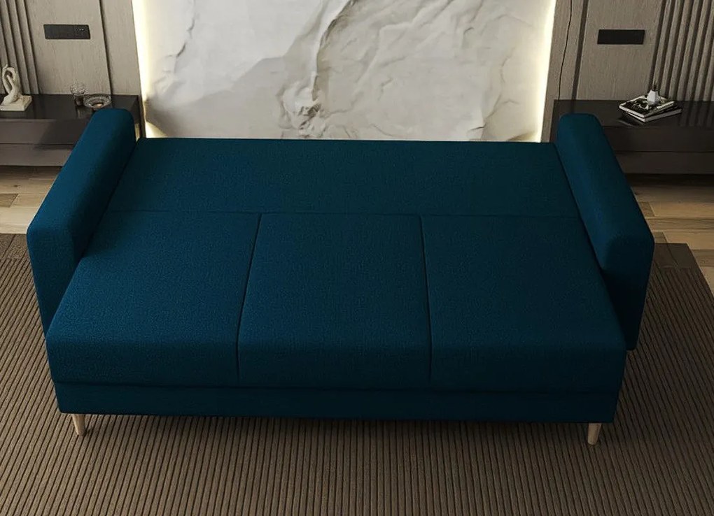 Canapea extensibilă dumonde cu ladă de depozitare si sezut confortabil din spuma high-density, Kronos Enjoy Petrol 210x100 cm