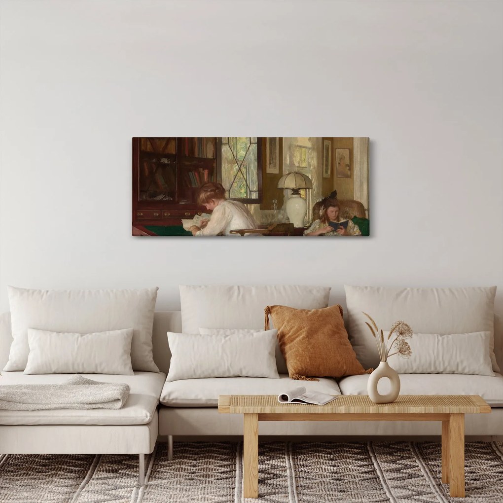 Tablou - Edmund Tarbell, Josephine and Mercie, reproducere (120x50 cm)