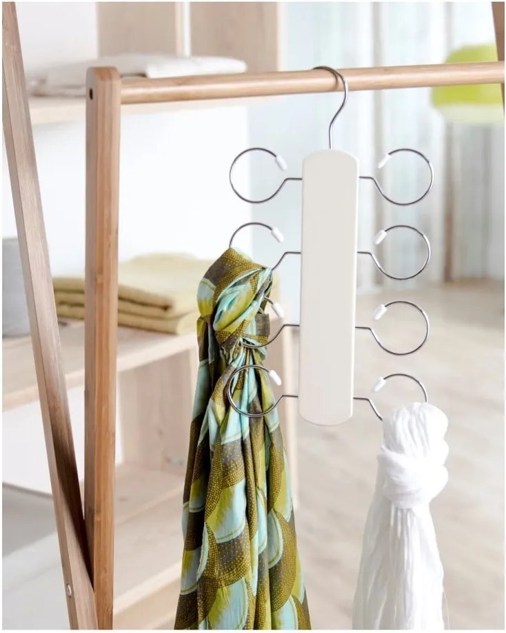 Suport cu 8 cârlige pentru eșarfe și fulare Compactor Cream