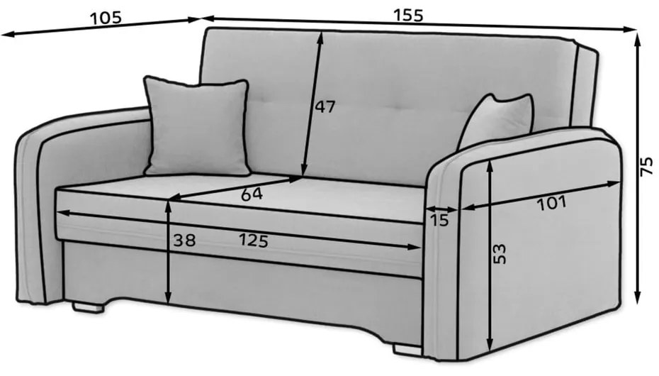 Canapea gri deschis extensibilă/cu spațiu de depozitare cu tapițerie din chenille 155 cm Laine – ELTAP