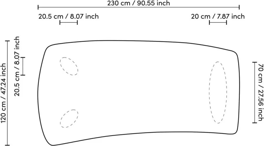 Masa design LUX Bergman S furnir stejar, 230x120cm