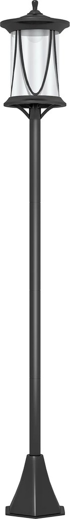 Outsunny Felinar Solar de Grădină și Alei cu Autonomie 6h, Montaj pe Sol, Felinar din ABS și Policarbonat, Rezistent la Apă IP44, pentru Terasă, Grădină, Alei, 17x17x127 cm, Negru | Aosom Romania