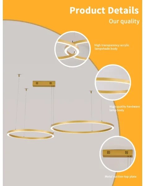 Lustră LED dimabilă Immax NEO 07218L FINO 93W/230V 60/80 cm auriu Tuya + telecomandă